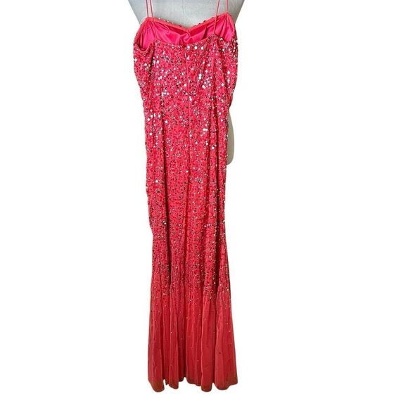 Cache Pink Sequin Gown 0 | Ruched Formal Evening Dress Prom Pageant Glam Sparkle - Picture 6 of 8